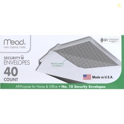 Mead #10 Envelopes, Letter Size, 4-1/8" x 9-1/2", Security Printed Lining for Privacy, Gummed Closure, Windowless, White All-Purpose for Home & Office Mail, 40 Count (75214)