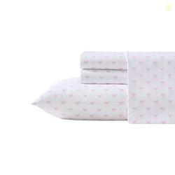 Laura Ashley Kids - Twin Sheet Set, Soft & Wrinkle-Resistant Toddler Bedding Set, Deep Pockets, Girl Bed Sheets with Matching Fitted Sheet & Pillowcase (Lovely Bows Pink)