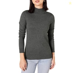 Amazon Essentials Women's Lightweight Mockneck Sweater (Available in Plus Size), Charcoal Heather, Small
