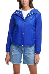 Levi's Women's Retro Hooded Rain Windbreaker Jacket (Standard & Plus Sizes),Blue,X-Large
