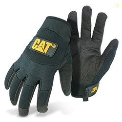 CAT CAT012212J SPANDEX BACK UTILITY GLOVES  BLACK, JUMBO, WATER-RESISTANT CLARINO PALM GLOVES WITH ADJUSTABLE WRISTS