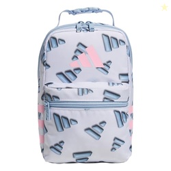 adidas Santiago Lunch Bag Cooler for Women and Men, Insulated Food Container Box with Mesh Pocket, 3D AOP White/Clear Sky Blue/Clear Pink/3.0, One Size