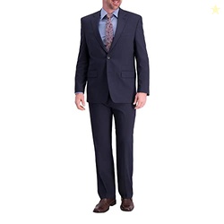 J.M. Haggar Men's Premium Performance Stretch Stria 2-Button Suit Separate Coat, Dark Navy, 42 Regular
