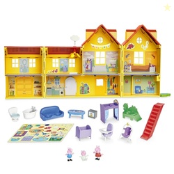 Peppa Pig Peppa's Big Family House Playset with 3 Figures, 11 Accessories, 2025 Version with Baby Evie, Preschool Toys for Girls and Boys 3 and Up
