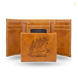 Rico Industries Wildlife Brown Laser Engraved Tri-Fold Wallet - Men's Accessory