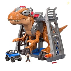FISHER-PRICE IMAGINEXT JURASSIC WORLD T. REX DINOSAUR TOY WITH OWEN GRADY FIGURE, LIGHT-UP EYES & CHOMPING ACTION FOR AGES 3+ YEARS, 7-PIECE SET