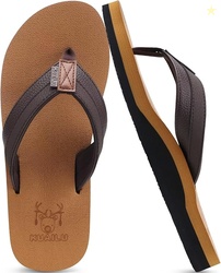KuaiLu Men's Yoga Mat Leather Flip Flops