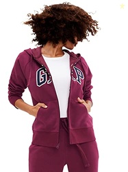 GAP womens Logo Hoodie Zip Sweatshirt, Ruby Wine, XX-Large US