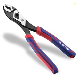 WORKPRO 8.5 Inch Slip Joint Pliers, High Carbon Steel Pliers Tool with 4-Modes Adjustment, TPR Handle, Box-joint Design, Diamond-Grip Jaws with Nail Puller Teeth For Maximum Grip