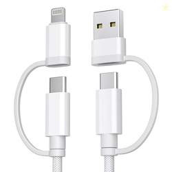 Basesailor for iPhone 17 16 Pro 4 in 1 USB C Charger Cable,Universal Charging Cord 6.6FT for AirPods 4/4th Generation,60W Multi Charger Cord with USB C/Lightning Adapter for S25 S24 S23 S22,iPad Air