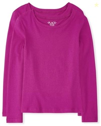 The Children's Place Girls Basic Long Sleeve Layering Tees Aurora Pink 2-Pack X-Large