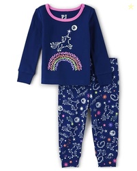 The Children's Place,and Toddler Long Sleeve Top and Pants Snug Fit 100% Cotton 2 Piece Pajama Set,SHIPYARD,0-3 MONTHS