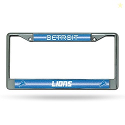 Rico Industries NFL Football Detroit Lions Classic 12" x 6" Silver Bling Chrome Car/Truck/SUV Auto Accessory