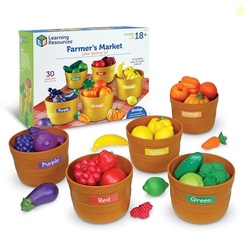Learning Resources Farmer's Market Color Sorting Set - Play Food for Kids, Toddler Stacking Toys, Grocery and Kitchen Play Toys , Montessori, Fine Motor Skills , Gifts for Boys And Girls