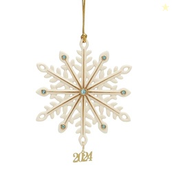Lenox 895756 2024 Gemmed Snowflake Ornament, Christmas