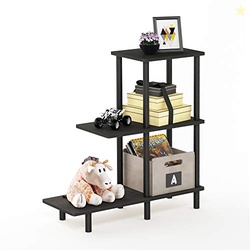 Furinno Turn-N-Tube 3-Tier Sofa Side Table Tall, Espresso/Black