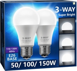 Briignite 3 Way LED Light Bulbs, 2 Pack
