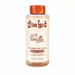 Tree Hut Vanilla Foaming Gel Wash, Moisturizing & Hydrating Body Wash with Shea Butter, Gently Cleanses for Soft, Fresh & Radiant Skin, 18 fl oz