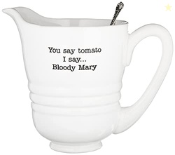 Mud Pie - 4551021 Mud Pie Ceramic Bloody Mary Pitcher Set 80 oz, 8.25 X 6.25, White