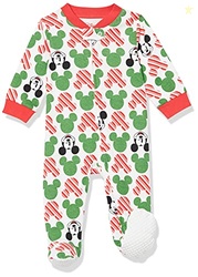 Amazon Essentials Disney | Marvel Baby Boys' Snug-Fit Cotton Pajama Sleepwear Sets, Mickey Holiday - Sleep & Play, Newborn