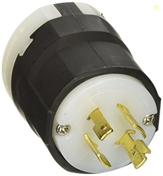 Eaton L1420P 20-Amp 125/250-Volt Hart-Lock Industrial Grade Plug with Safety Grip, Black and White