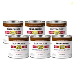 Rust-Oleum 7775730-6PK Stops Rust Brush On Paint, Half Pint, Gloss Leather Brown, (Pack of 6)