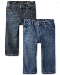 The Children's Place baby boys And Toddler Basic Straight Leg Jeans, Carbon Wash/Dk Juptier 2 Pack, 6-9 Months US