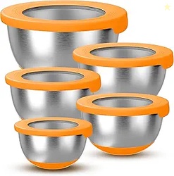 Stainless Steel Mixing Bowls with Lids  Set of 5