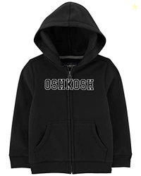 OshKosh B'Gosh Boys' Full Zip Logo Hoodie, Very Black, 4T