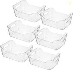 novelinks 6 Pack Clear Plastic Storage Bins