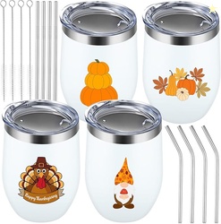 4 Set Thanksgiving Themed Insulated Wine Tumbler