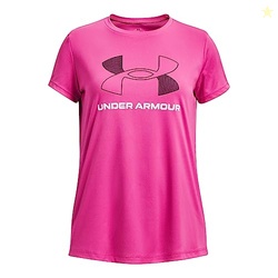 Under Armour Girls Tech Big Logo Short Sleeve T Shirt, (652) Rebel Pink / / Black, Small