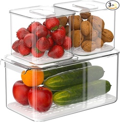 IPEGTOP FRIDGE PRODUCE SAVER FOOD STORAGE BIN CONTAINERS, 3 PACK