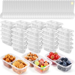 40 SET REUSABLE SNACK CONTAINERS WITH LIDS & SPOONS