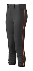 Mizuno Adult Women's Belted Piped Fastpitch Softball Pant, Black-Orange, Large