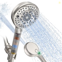 Filtered Shower Head with Handheld, 9-Spray Mode High Pressure Detachable Shower Head with Filters for Hard Water - Remove Chlorine Brushed