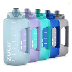 Zulu Goals Half Gallon Jug with Time Marker & Handle for All Day Hydration & Silicone Straw with Locking, Leak-Proof Lid, BPA Free, 64oz