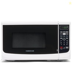 Farberware 0.7 Cu. Ft. Countertop Microwave Oven  700 Watts Power, Auto Cook Settings, Defrost, Easy Clean and Child Safety Lock - White