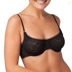 Maidenform Pure Comfort Lace Bra, Stretchy Underwire Demi Bra, Convertible Lace Underwire Bra for Everyday Comfort, Black, 34DDD
