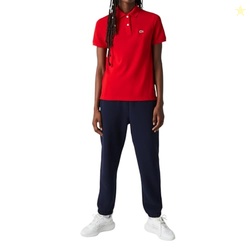 Lacoste Women's Core Short Sleeve Regular Fit Petit Pique Polo, Deep Red, 12
