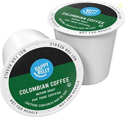 AMAZON BRAND - HAPPY BELLY MEDIUM ROAST COFFEE PODS, COLOMBIAN, COMPATIBLE WITH KEURIG 2.0 K-CUP BREWERS, 100 COUNT