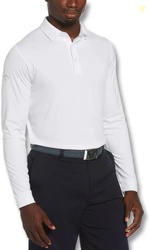 Callaway Men's Long Sleeve Moisture Wicking Golf Polo Shirt with Stretch Fabric (Available in Big & Tall), Bright White, Small