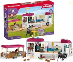 SCHLEICH HORSE CLUB - 227PC LISA TRANSPORTER PLAYSET  HORSE TOY TRAILER SET WITH FAMILY, 3 HORSES, DOG, GROOMING STATION & ROOFTOP POOL FOR REAL WATER PLAY  REALISTIC TOYS FOR KIDS AGES 5+ | 42619