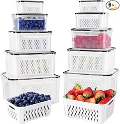 FRESHMAGE FRUIT STORAGE CONTAINERS, 6 PCS LARGE CLEAR