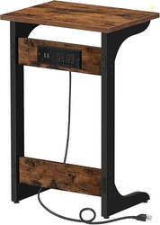 TUTOTAK C Shaped End Table with Charging Station