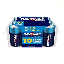 Rayovac D Batteries, D Cell Battery Alkaline, 12 Count