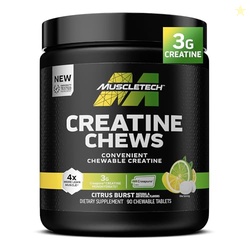MuscleTech | Creatine Chews | Creapure Monohydrate Supplement for Muscle Recovery, Muscle Builder & Energy Boost | Pre Workout Supplement for Men & Women | Citrus Birst | 90 chewable Tablets