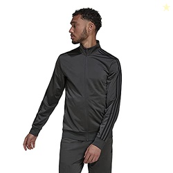 ADIDAS MEN'S WARM-UP TRICOT REGULAR 3-STRIPES TRACK JACKET SOLID GREY/BLACK MEDIUM/TALL