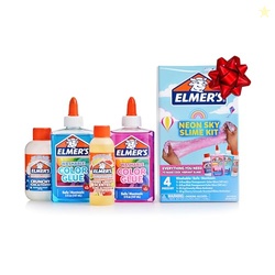 Elmers Neon Sky Slime Kit, Includes Transparent Color Liquid Glue, Crunchy and Cherry Limeade Scented Activators, 4 Piece Kit - Perfect for Birthday Parties, Gift Idea, Kids Activity