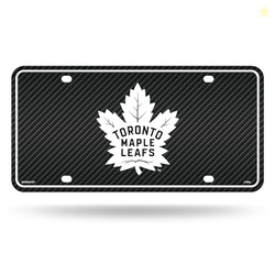 Rico Industries NHL Toronto Maple Leafs Carbon Fiber Metal Auto Tag 8.5" x 11" - Great for Truck/Car/SUV